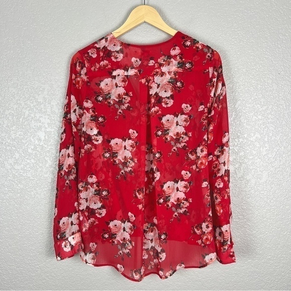 Kut from the Kloth NWOT Jenalee Surplice Blouse, Red M - Floral, Faux Wrap - Picture 8 of 11